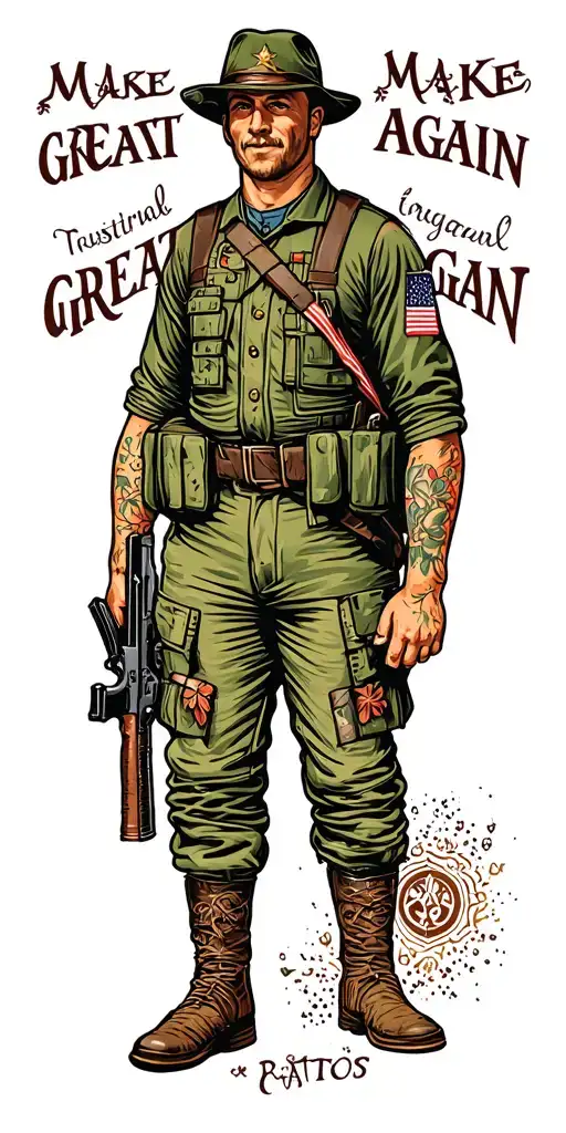 war soldier make Australia great again tattoo design idea
