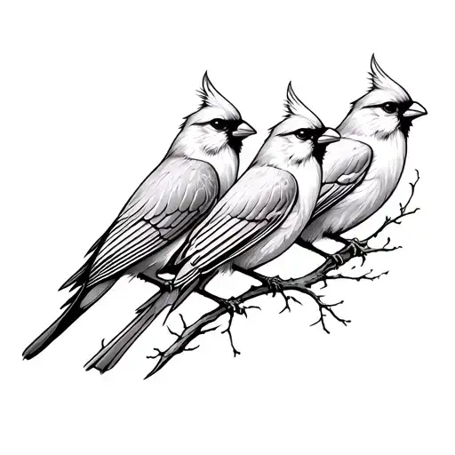 6 cardinal birds outline on line tattoo tattoo design idea