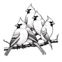 6 cardinal birds outline on line tattoo tattoo design idea