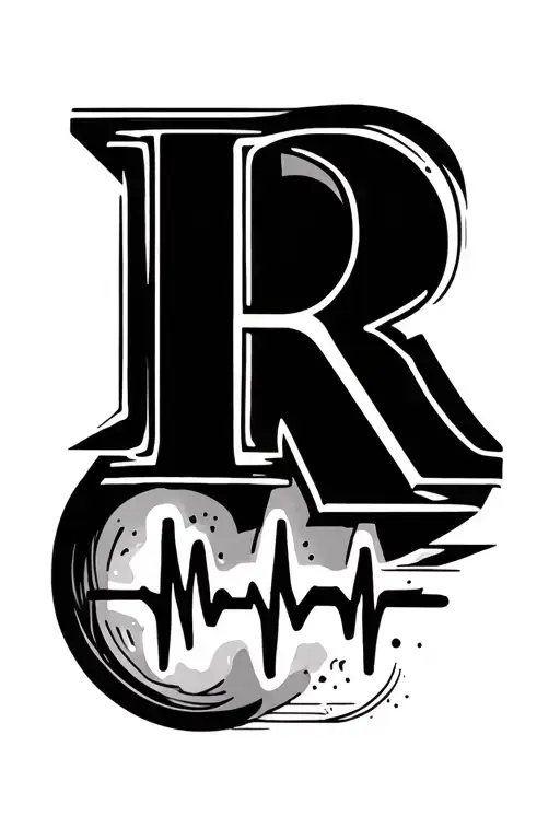 Simple Tattoo for finger sidewith Letter R and Heartbeat line tattoo design tattoo design idea