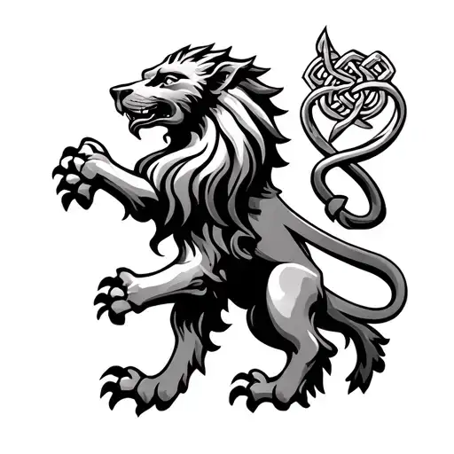 Scottish lion rampant with Celtic knots tattoo design idea