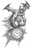 dark knight batman with roman numeral clock tattoo design idea