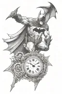 dark knight batman with roman numeral clock tattoo design idea
