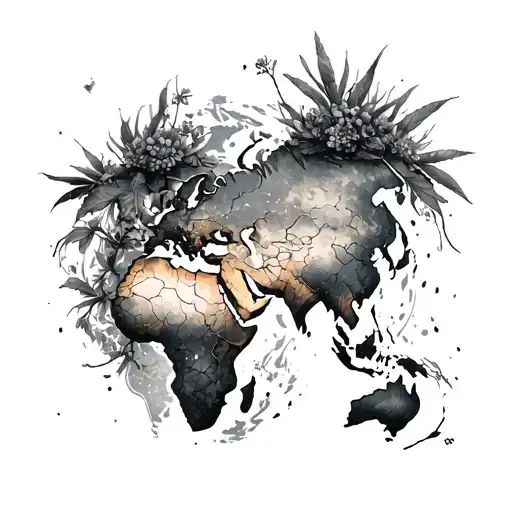 The world looking old and overgrown tattoo design idea