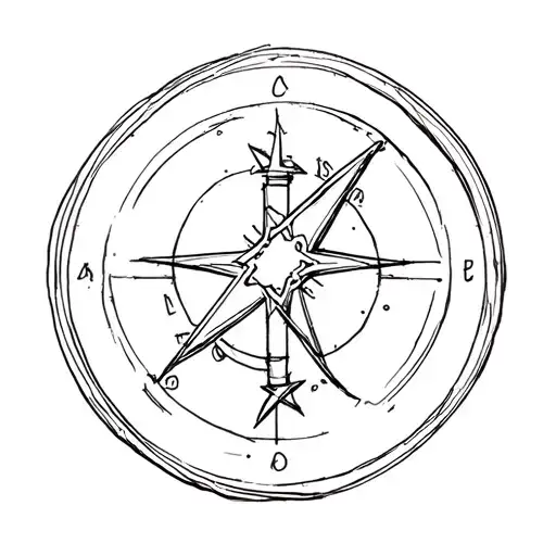 small simple sextant pointed at star tattoo design idea