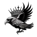 polish eagle with crown with mandala and geometeric pattern tattoo design idea