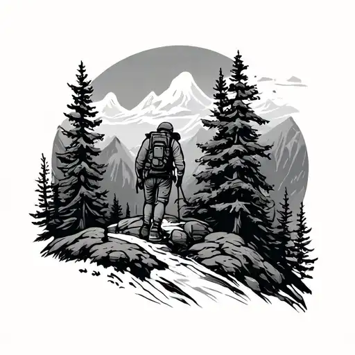 traditional hiking  tattoo design idea