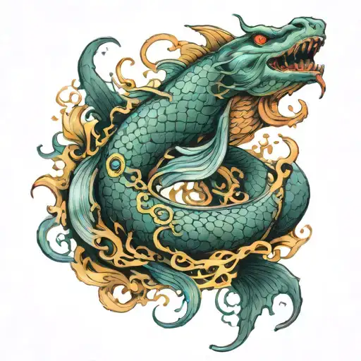 a leviathan myth emerging tattoo design idea