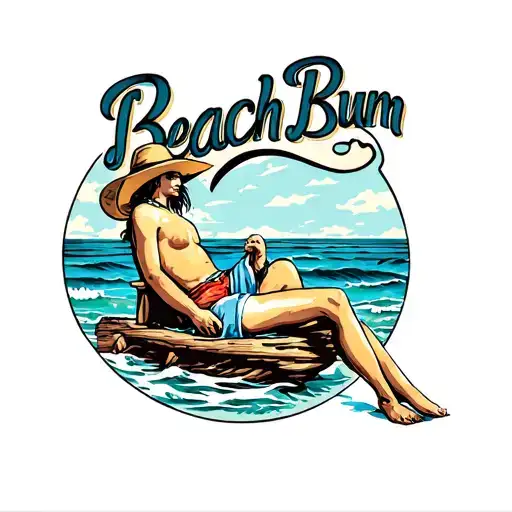 Beach bum relaxing tattoo design idea