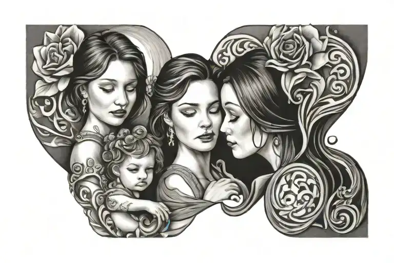 mother and 2 daughter matching tattoos tattoo design idea