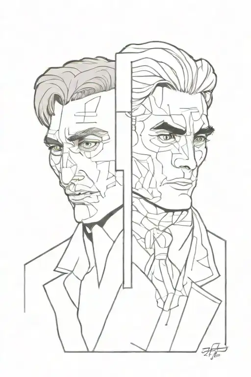 two face line tattoo tattoo design idea