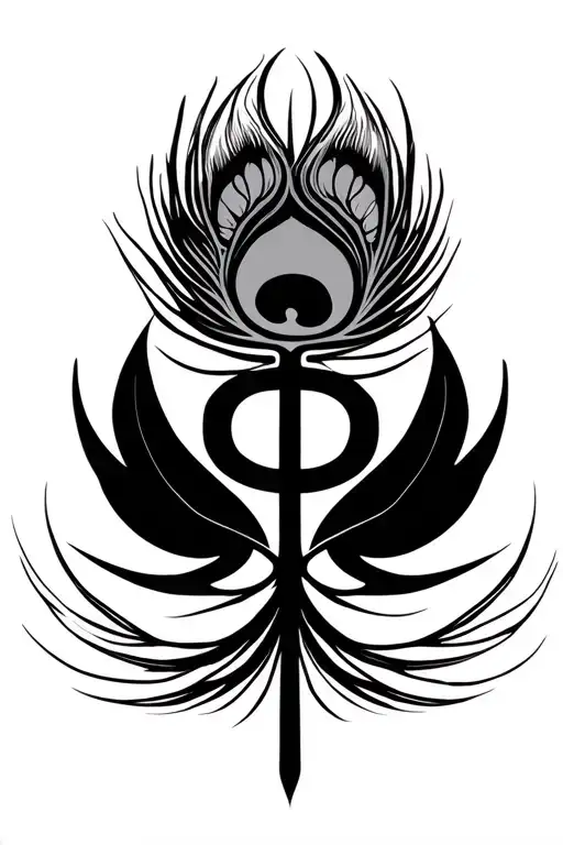 Libra ♎ symbol with shree krishna peacock feather  tattoo design idea