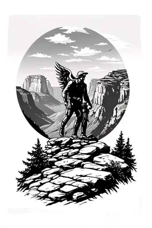 Zion national park angel's landing hike  tattoo design idea
