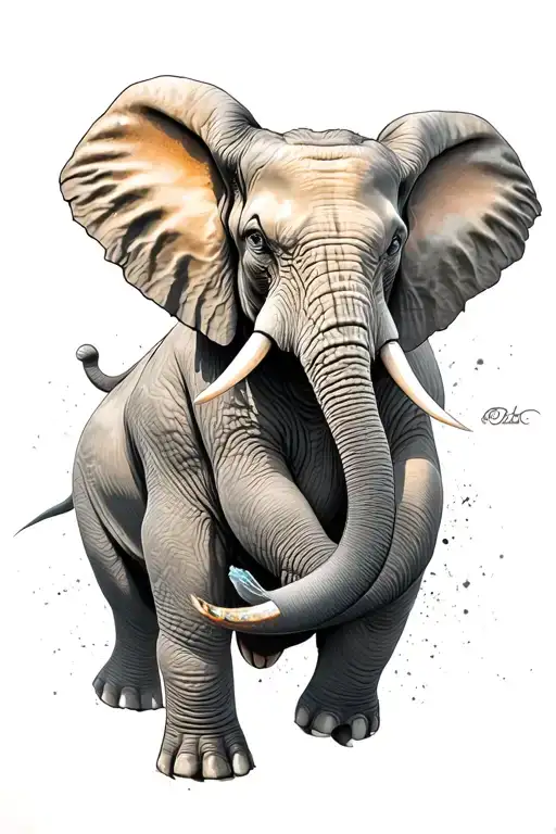 angry elephant charging at me, tattoo design idea
