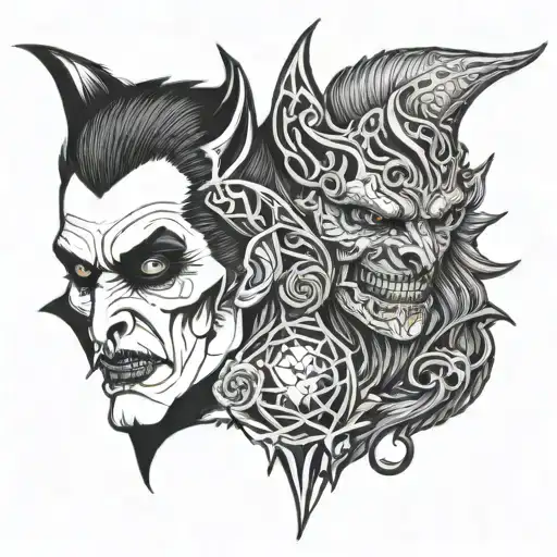 vampire and werewolf couple tattoo tattoo design idea