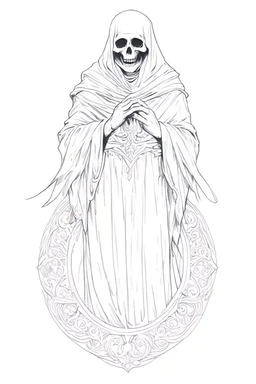 glam grim reaper death seal tattoo design idea