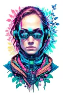 Cyberpunk Coder on a Vineyard tattoo design idea