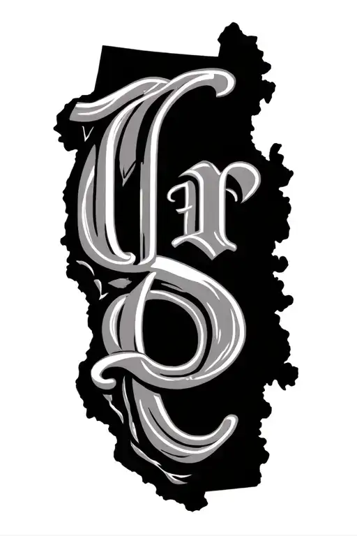 "Overlapping letters I.E " california state outline tattoo design idea