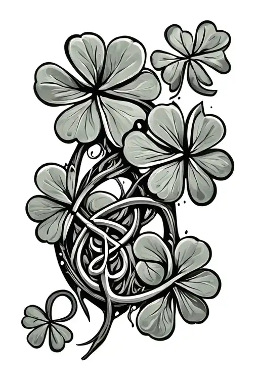 Irish Celtic tree of life and 4 leaf clover tattoo design idea