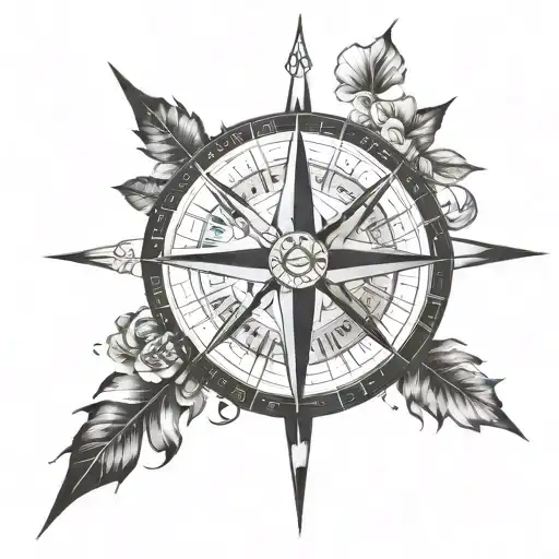 A compass rose with each direction pointing to a different family member's name, symbolizing guidance and connection tattoo design idea