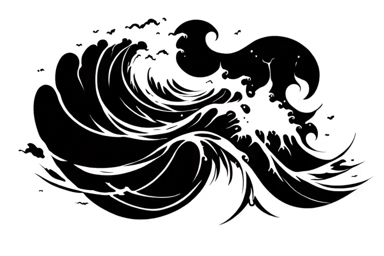minimal ocean waves for background of existing tattoo on forearm tattoo design idea