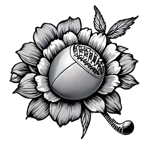 America Drinking Hockey Football Catalina Flower tattoo design idea