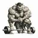 A warrior lifting weights tattoo design idea