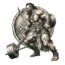 A warrior lifting weights tattoo design idea