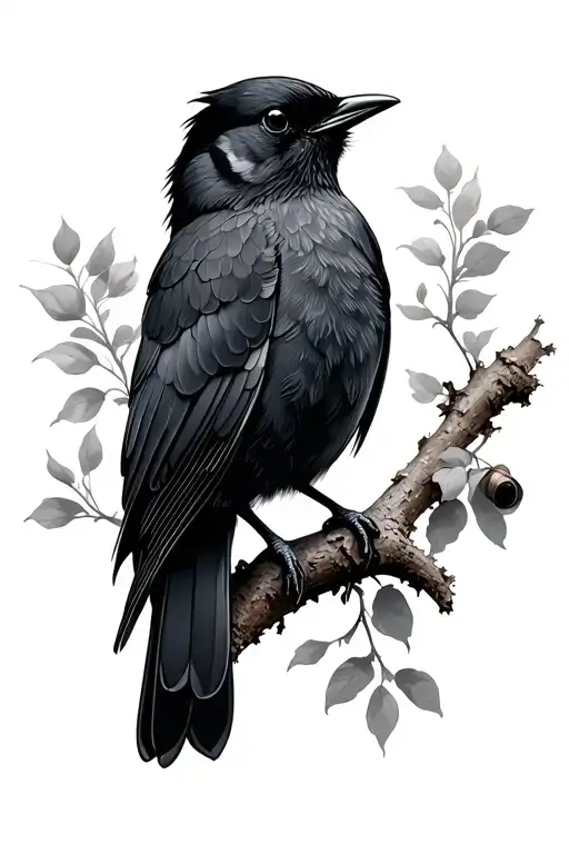 blackbird perched tattoo design idea