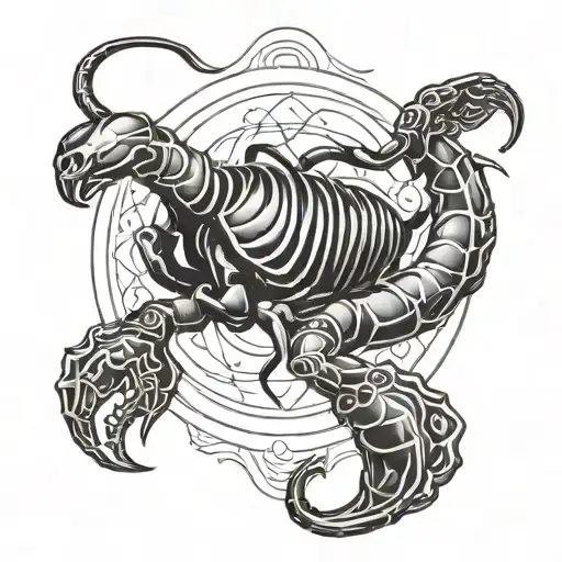 scorpion zodiac simbol with lines of infinity surrounding the animal at the end of design, use some color clouds tattoo design idea