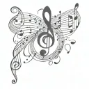 treble clef winding sheet music notes speaker   tattoo design idea