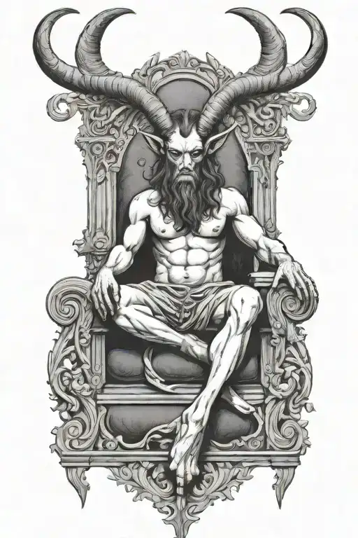 traditional baphomet sitting on a throne tattoo design idea