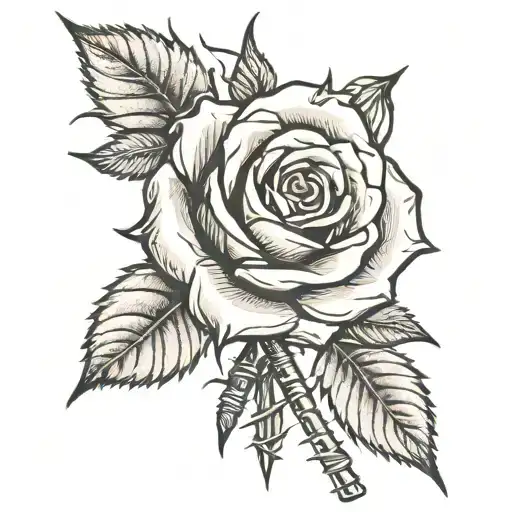 a rose wrapped in barbed wire tattoo design idea