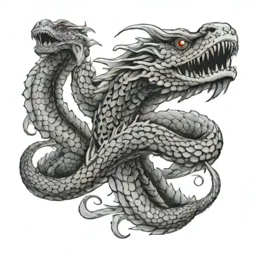 Twin Head Sea Serpent tattoo design idea