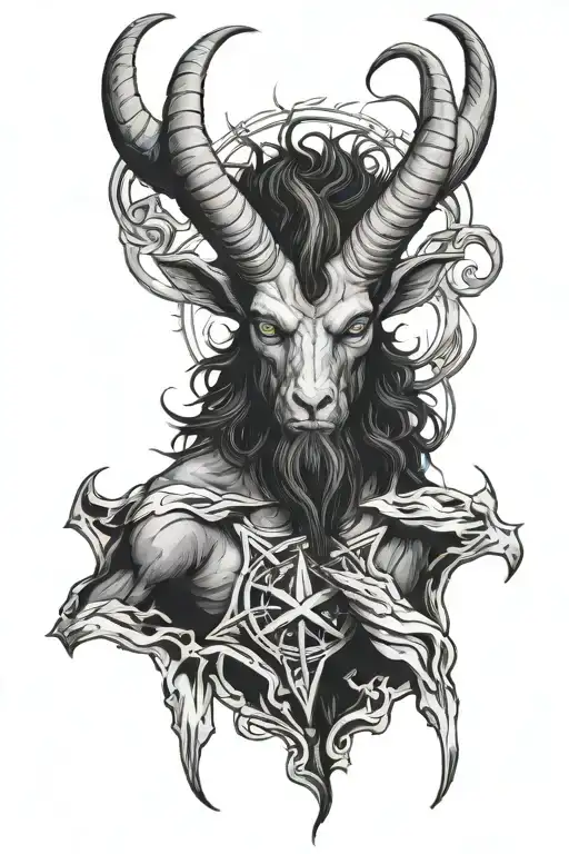 baphomet wearing shirt tattoo design idea