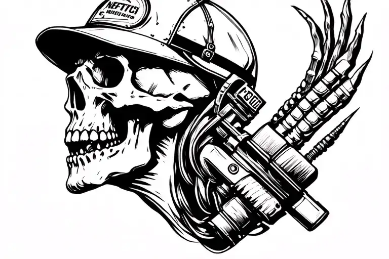 skull ultras oil worker written NEFTCI tattoo design idea