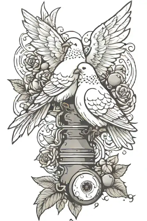 dove and Grenade tattoo design idea