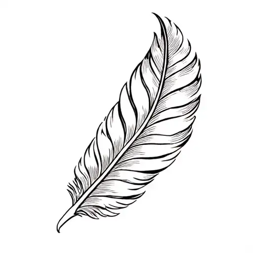 eagles feather with a spilt on the top half tattoo design idea