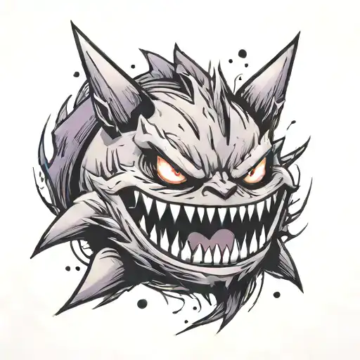 gengar ghost emerging tattoo design idea