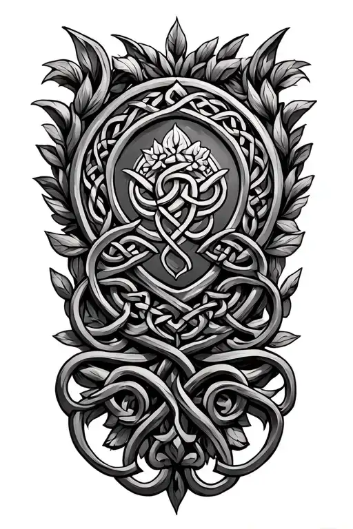 Shape & Layout:Circular form (like a Roman coin or crest), approx. 5–7 cm diameter.Asymmetrical Celtic vine border — tattoo design idea