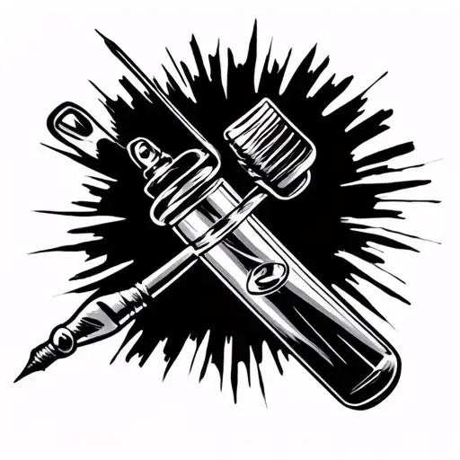 testosterone bottle with needle tattoo design idea