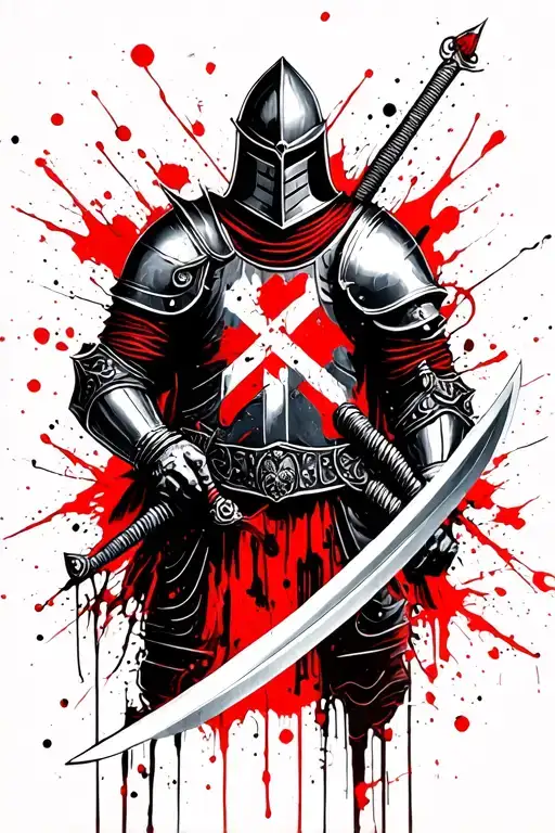 Knights Templar knight with a sword tattoo design idea