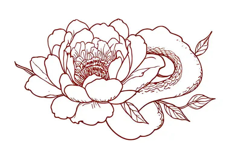 Snakes in peonies. tattoo design idea