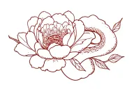 Snakes in peonies. tattoo design idea