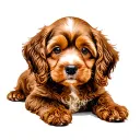 Cockapoo laying down with floppy ears  tattoo design idea