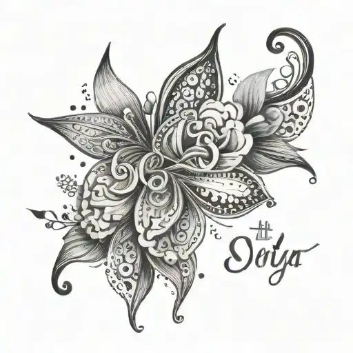 the words "It only takes one day" and the name "Samira" tattoo design idea