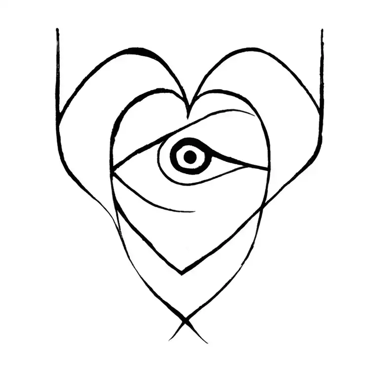 love heart Turkish eye tattoo design idea