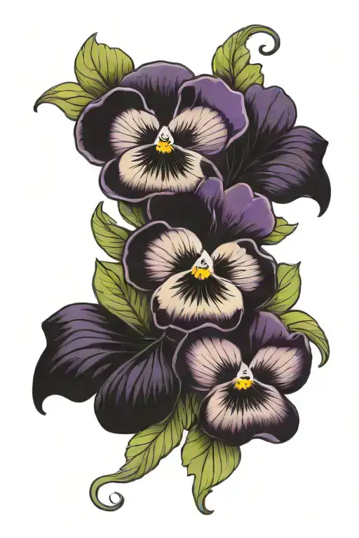a couple of pansies tattoo design idea