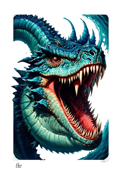 realism leviathan sea monster tattoo design idea