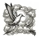clouds and doves tattoo design idea